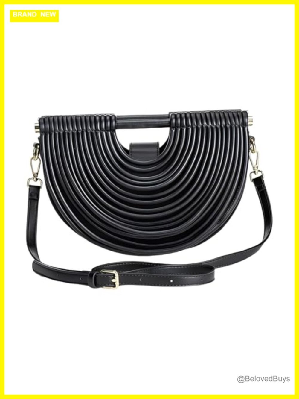 Elegant Half Round PU Leather Top Handle Bag Evening Clutch Formal Crossbody